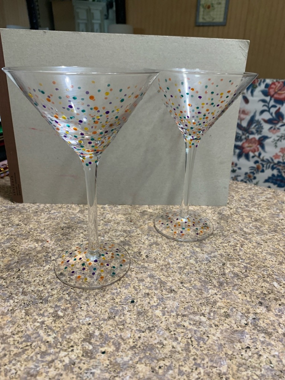 Hand-Painted Confetti Martini Glasses - Set of 2
